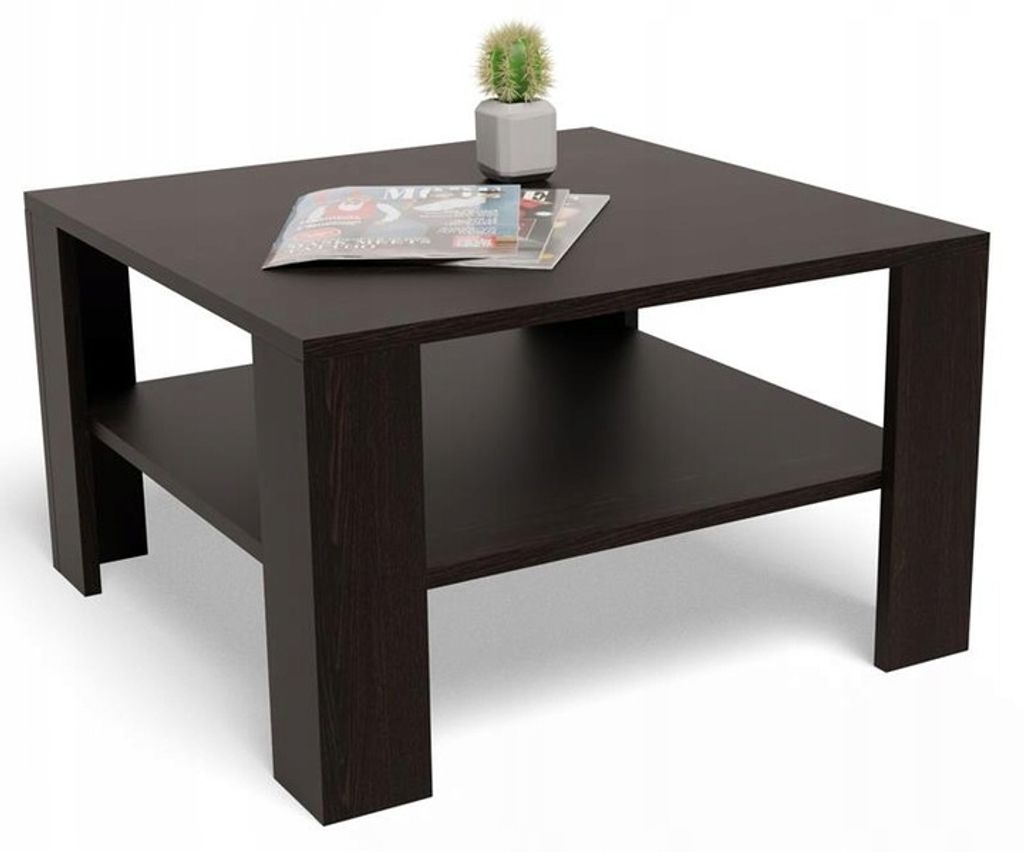 MATKAM Elegante Couchtisch 68x68 cm NIEDRIG EX3, Minimalistisches Design, ideal für Wohn- und Arbeitsräume, einfache Montage (Wenge)