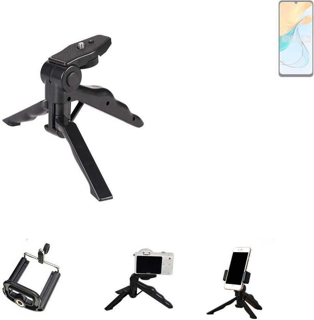 K-S-Trade Stativ Tisch-Ständer Dreibein Handy-Stativ Ständer kompatibel mit ZTE Blade V50 Vita Mini-Stativ Smartphone Tripod Handy-Stativ aus