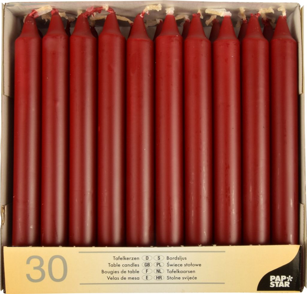 30 Tafelkerzen Ø 2,1 cm · 19,6 cm bordeaux Produktbild 