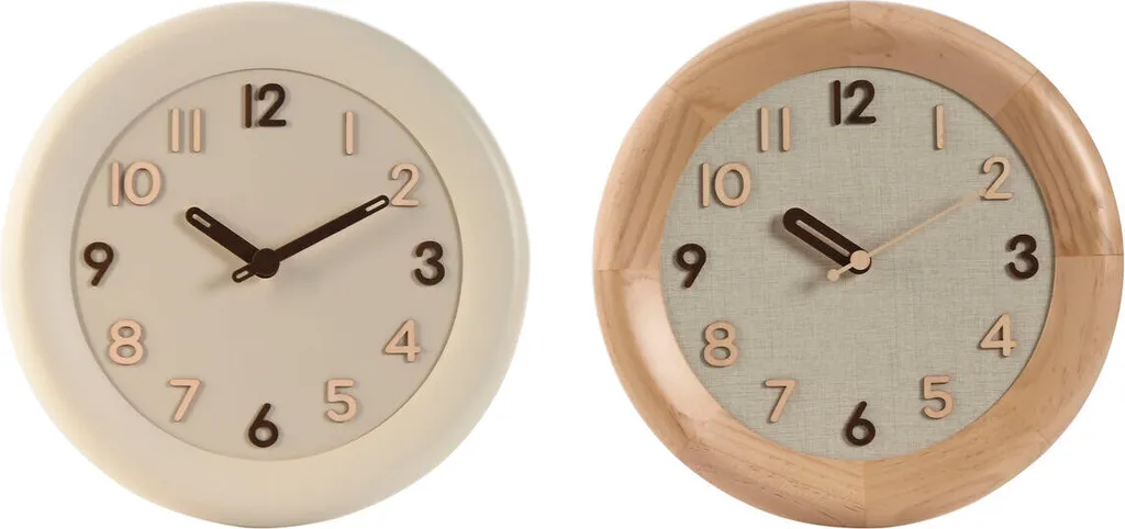 Horloge bois naturel 30x5 cm beige Home ESPRIT pour intérieur zen x2