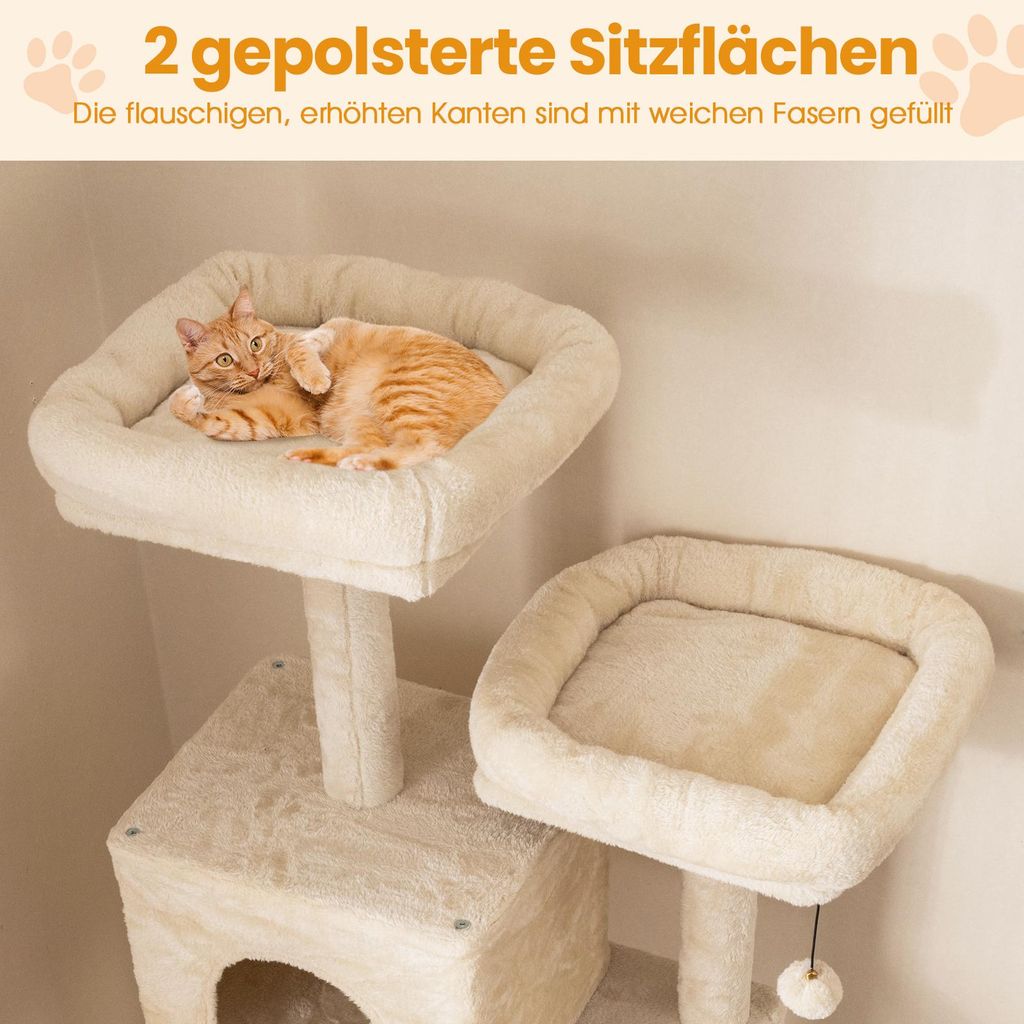 COSTWAY 205 cm Kratzbaum gro, Katzenbaum XXL mit 2 Hhlen,