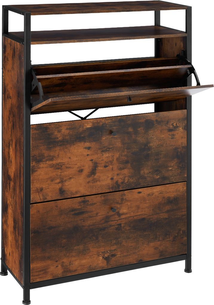 tectake Schuhschrank Buffalo inklusive Kippschutz, 81 x 32 x 130 cm
