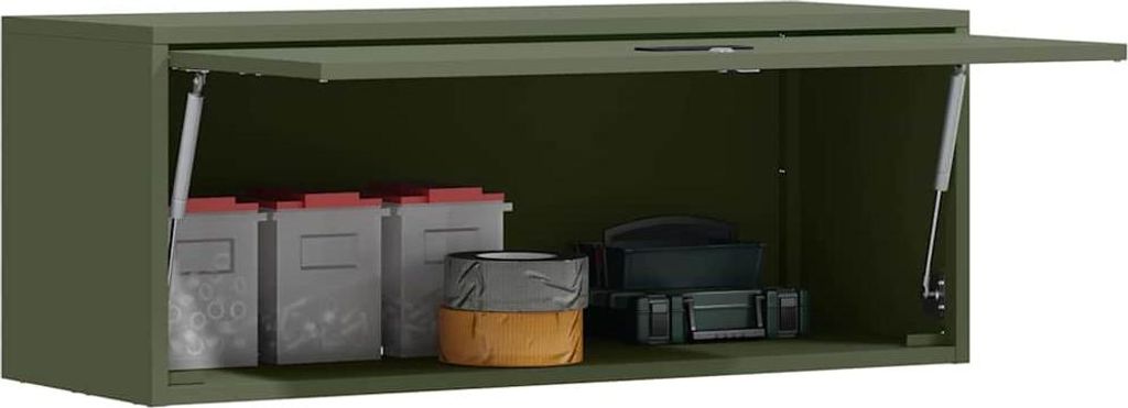 Langlebige Wandschrank für die Garage mit Gasdrucklift-Tür Olivgrün - Möbel818488 - Kommoden