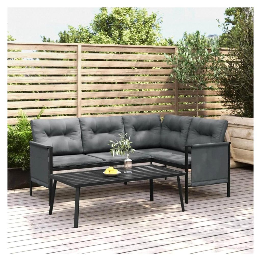 2-teiliges Gartensofa Set aus Stahl in Anthrazit
