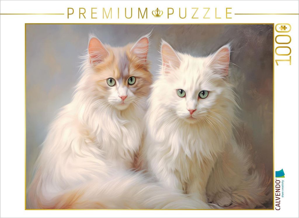 CALVENDO Puzzle Katzen im Pastellstil | 1000 Teile Lege-Größe 64x48cm Foto-Puzzle für glückliche Stunden