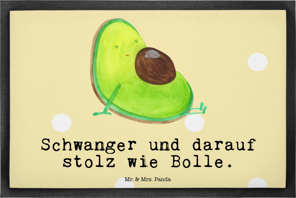 Mr. & Mrs. Panda Schmutzmatte Avocado Schwangerschaft 40 x 60 cm - Gelb Pastell - Geschenk, Baby, Bodenvorleger, Babyparty, Gummimatte, Fussmatte, ...