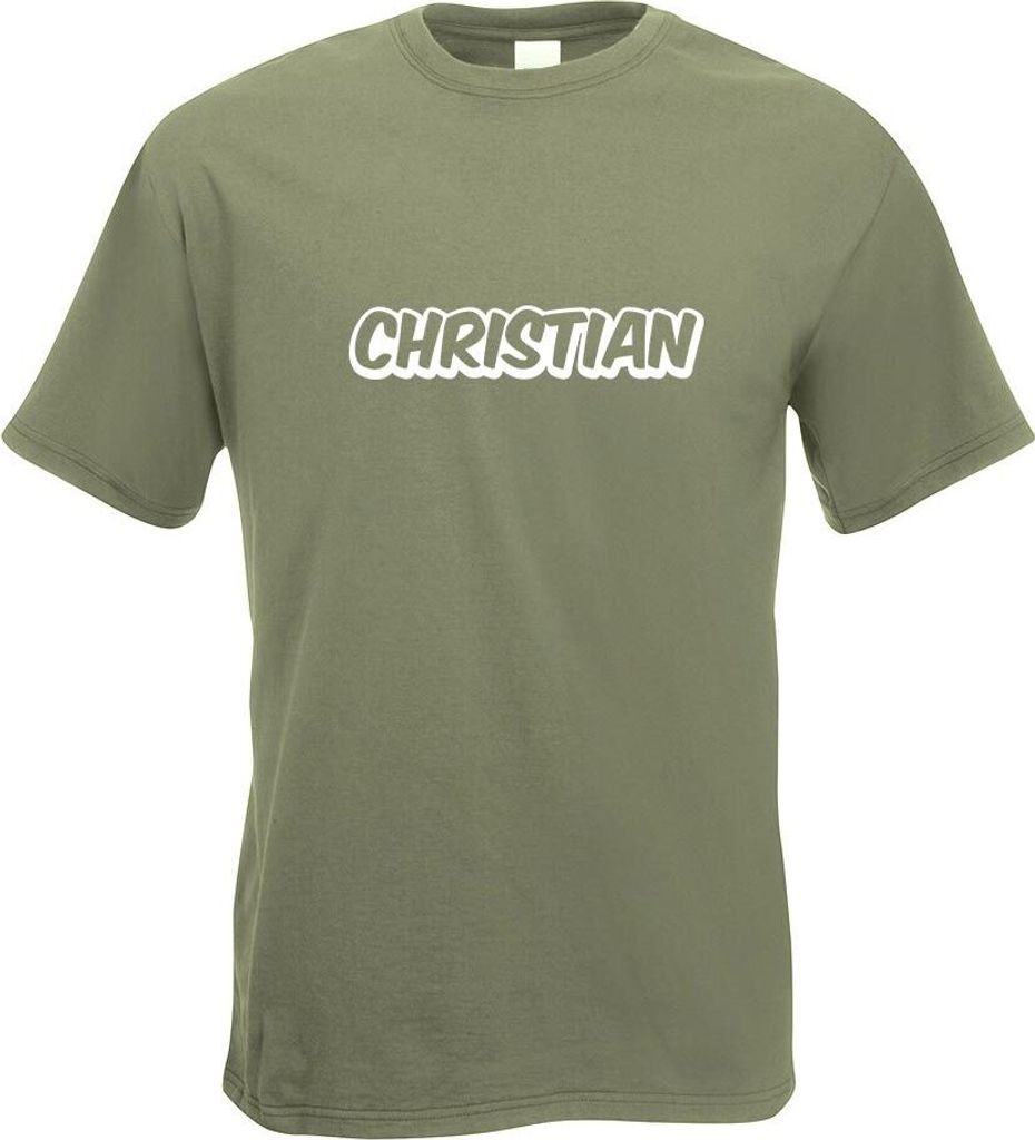 Kiwistar - T-Shirt - Olive - Christian Vorname Jungen Motiv Bedruckt Funshirt Design Print - mit Motiv Bedruckt - Funshirt Design - Sport - Freizei...