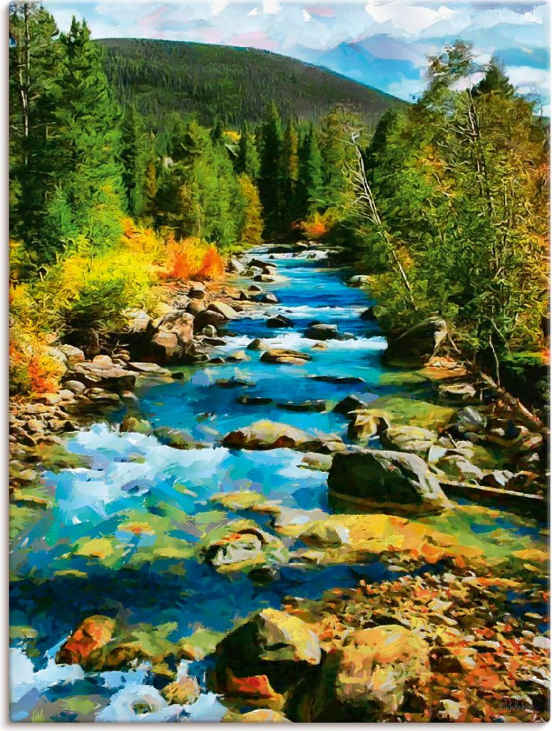 ARTland Leinwandbild Fluss im böhmischen Gebirge Größe: 45x60 cm