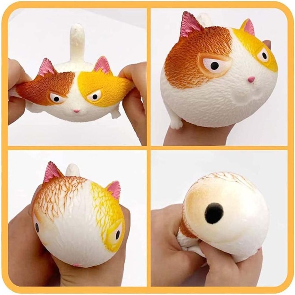 Angry Cute Cat Shaped Ball Toy Relief Stress Squeezed Toys Gift for Kids and Adults
