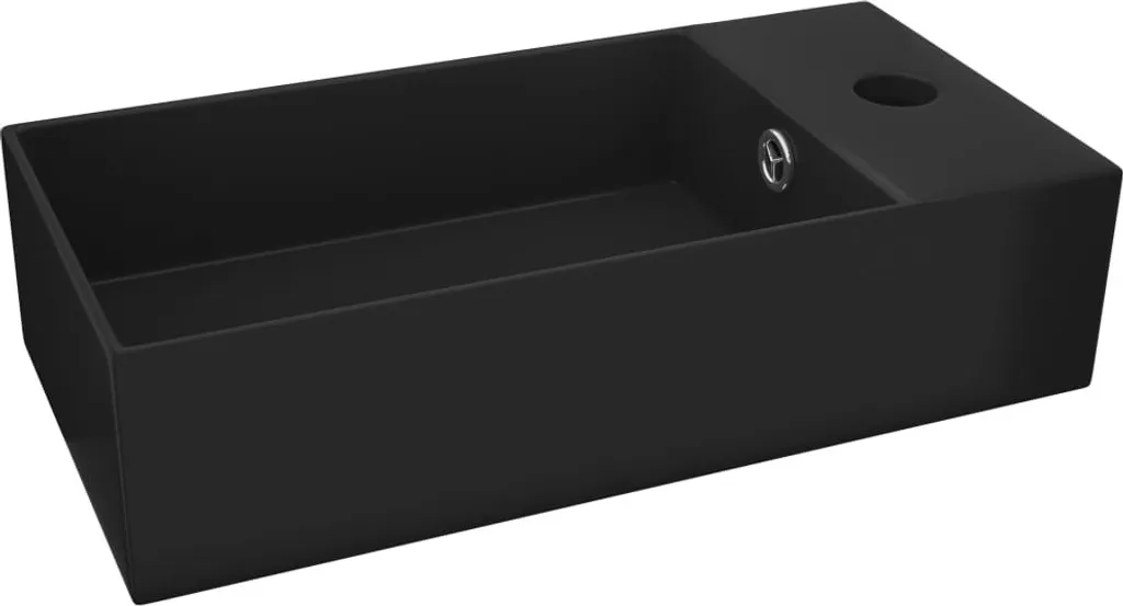 Lavandino Vetroceramica Nero Opaco: Design Minimal con Troppopieno