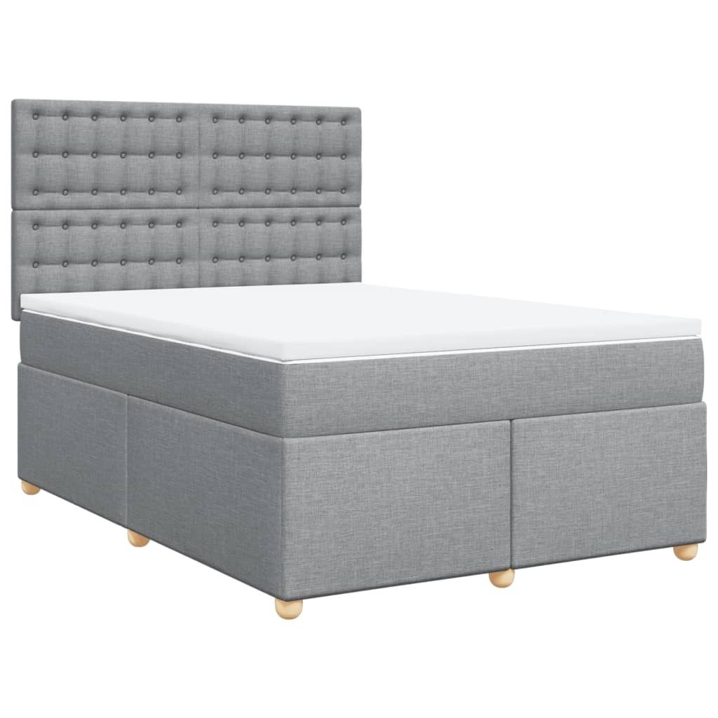 SYFAX Boxspringbett mit Matratze Hellgrau 140x200 cm Stoff