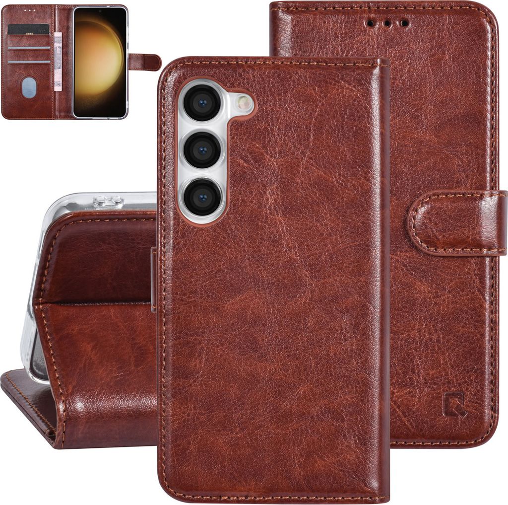 UNIQ Accessory Galaxy S23 Book type case - Card holder for 3 cards - Magnetic closure - Brown