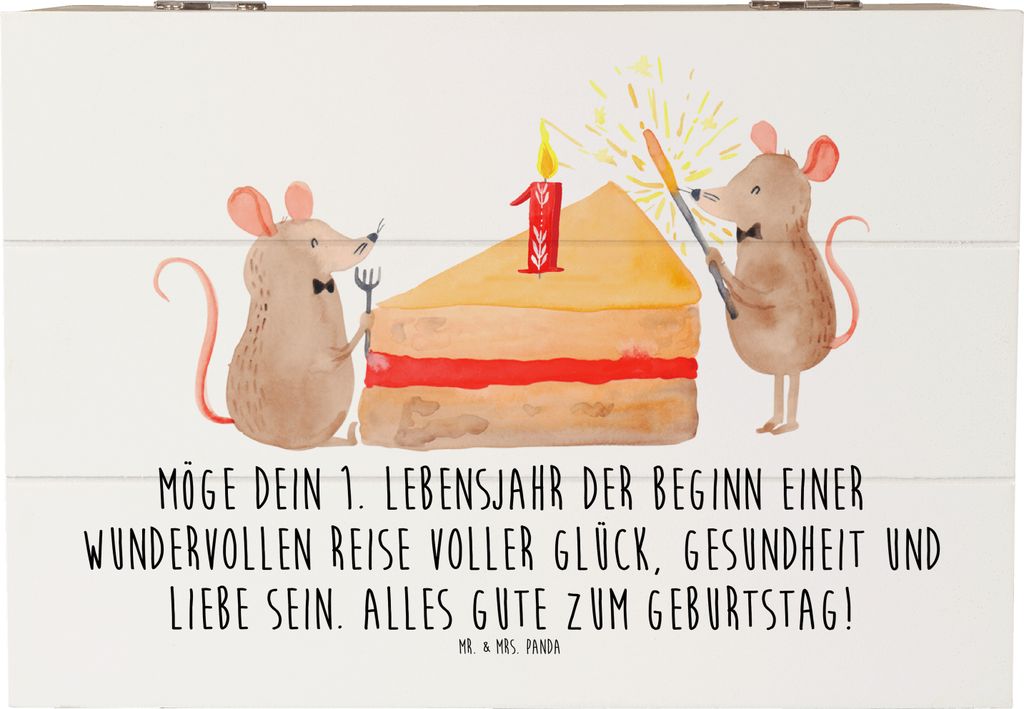 Mr. & Mrs. Panda Erinnerungsbox 1. Geburtstag Reise 22 x 15 cm - Weiß - Geschenk, Geburtstagsfeier, Meilenstein, schmuckbox, Gesundheit, Kiste mit...