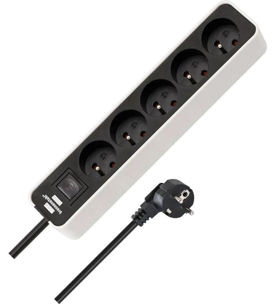 Brennenstuhl Steckdosenleiste 5-fach weiss mit schwarz/5.00m