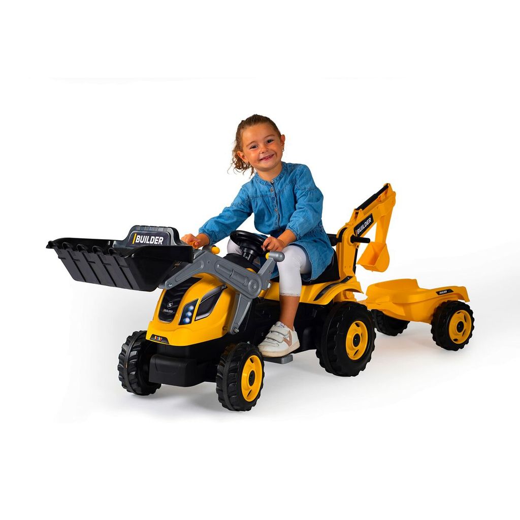 Smoby Builder Max Bagger Traktor mit Anhänger