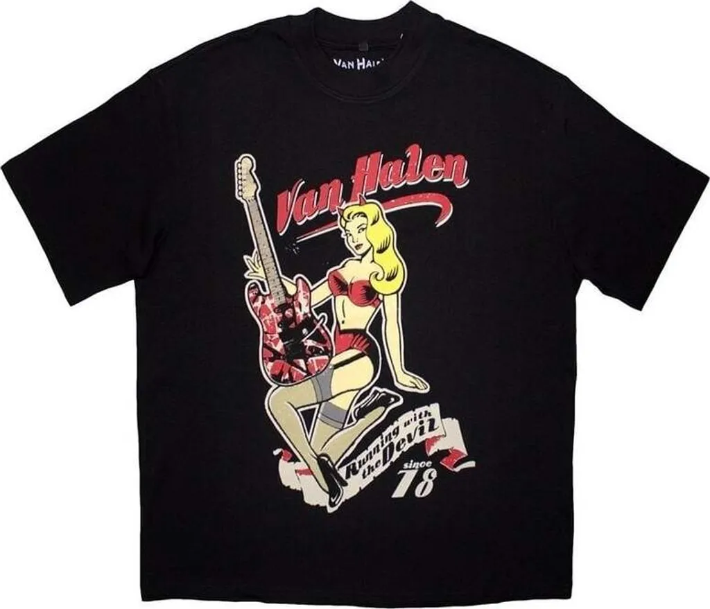 T-shirt Van Halen oversize noir anti-déformation pour fan de musique rock