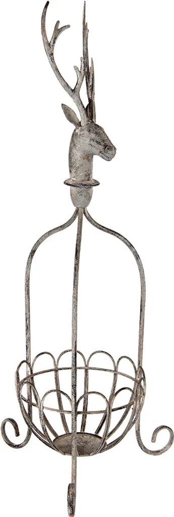 Panier Déco Cerf en Métal Gris Clayre & Eef - Structure Haute 68cm