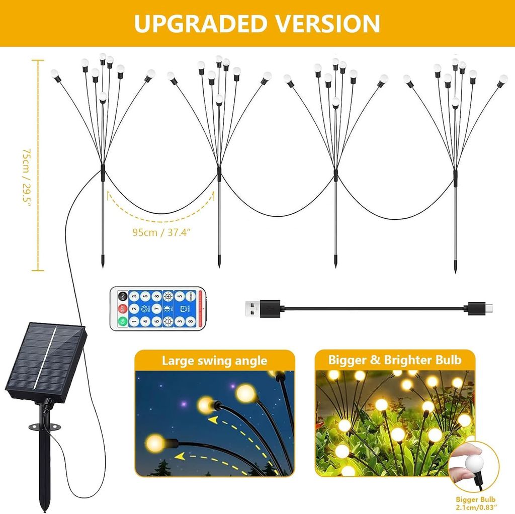 4 Stück Solarlampen, Solarleuchten für Außen Garten mit Produktbild 7