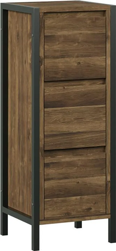 Mobiletto Bagno 30x80 Naola Vicco Rovere/Nero - Salvaspazio Moderno