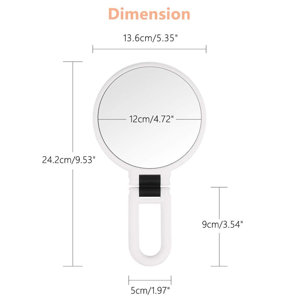 MIYADIVA Handspiegel Mit 25x Vergrößerung – Doppelseitig (1x/25x), Faltbarer Griff, 6 Zoll