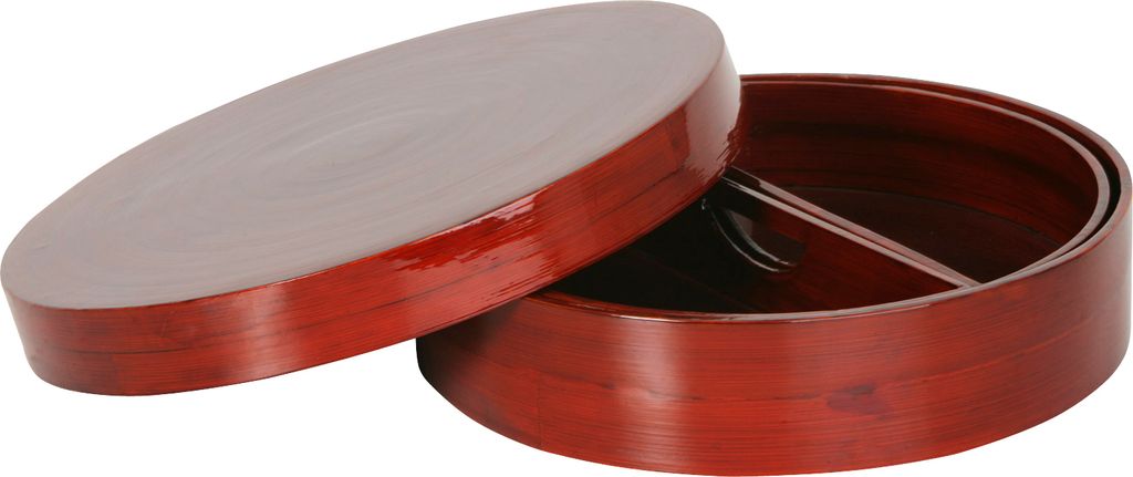 Bambus Deko-Schalen 3er SET rund mit 2 Tabletts Design Tablett, Deko, Dekoration, Dekotablett, dunkel rot
