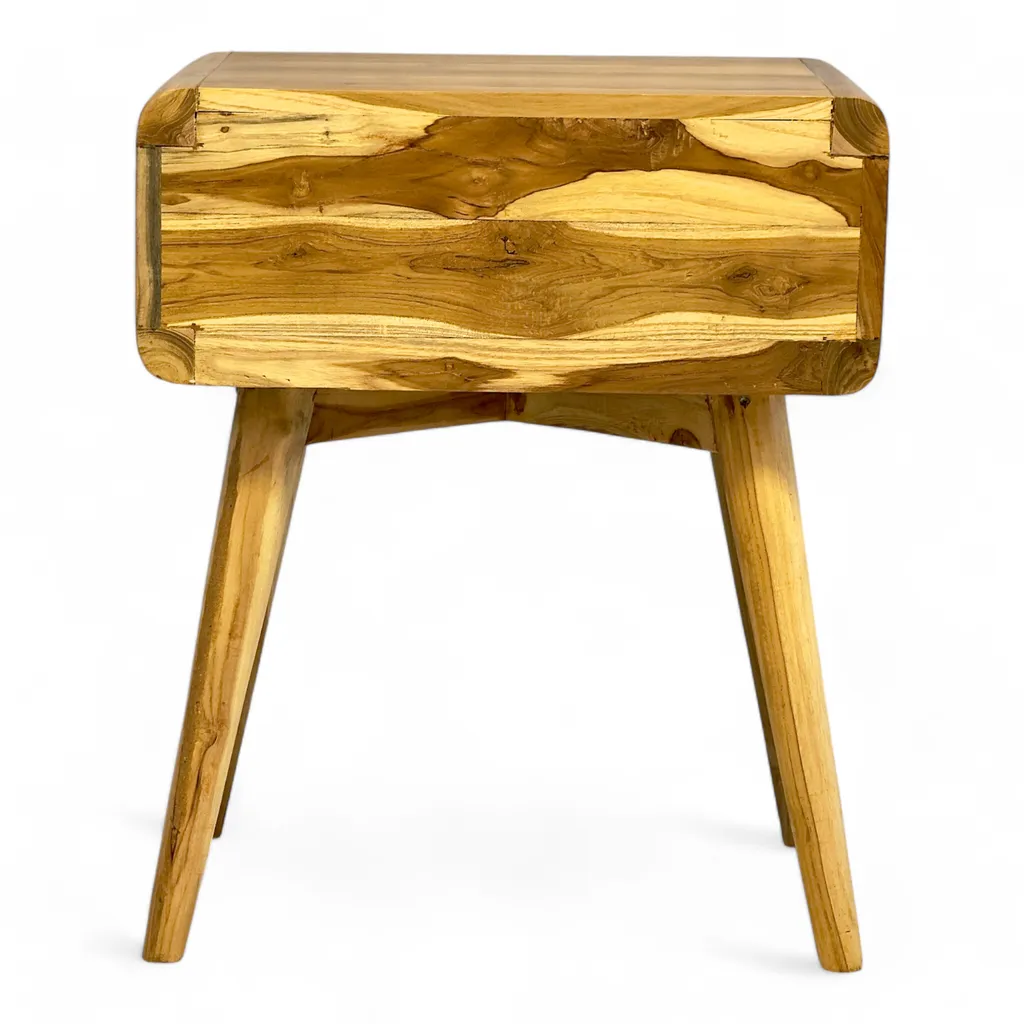 Table basse en rotin fait main avec aspect teck rétro - 5