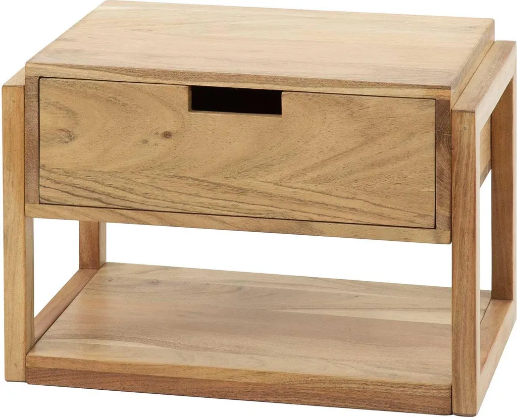 Table de chevet Andrea - Meuble de nuit en bois d'Acacia véritable