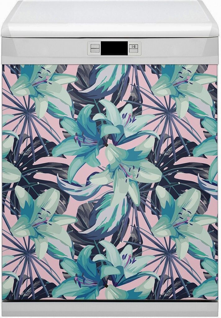Magnet für Spülmaschine Abwaschbar 60x80 cm Magnet für Spülmaschine Magnetmatte Nachbildung - Lilien bemalt