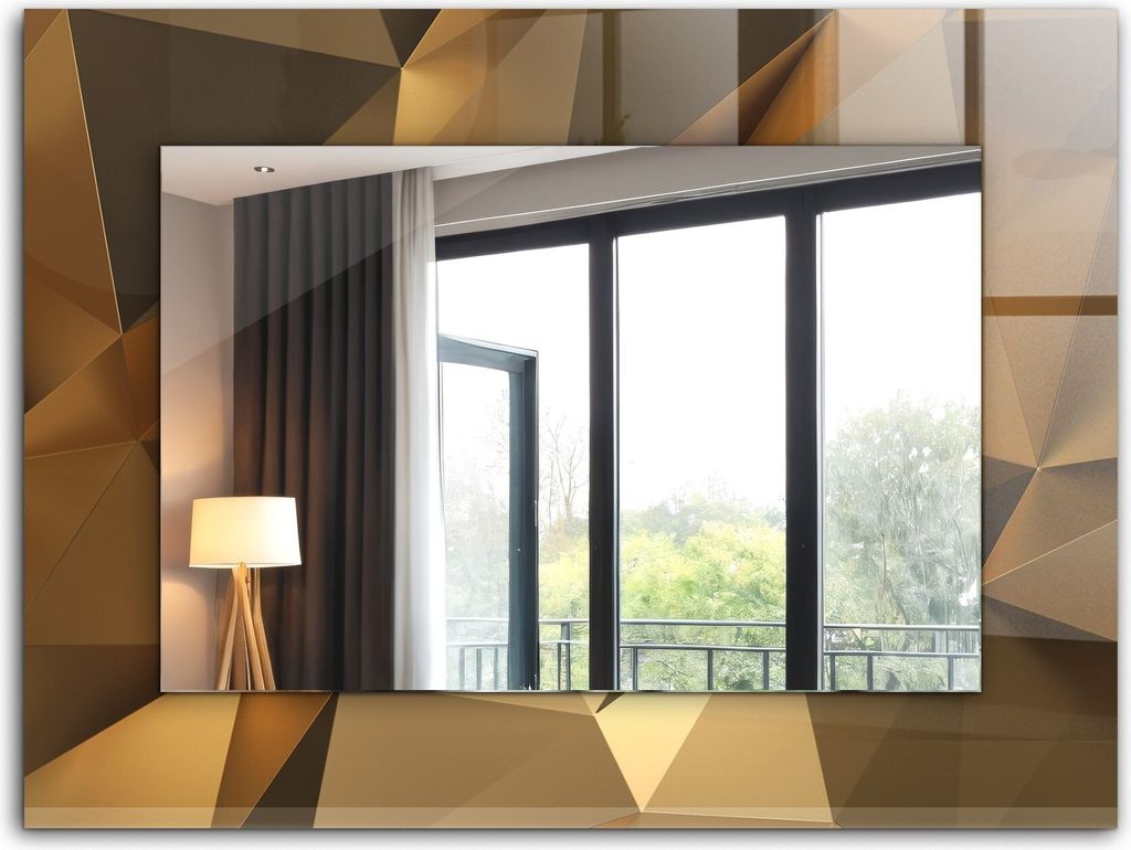 Bedruckter Spiegel - Wandspiegel - Dekorativer - Modern - 80x60 cm - Geometrische Formen