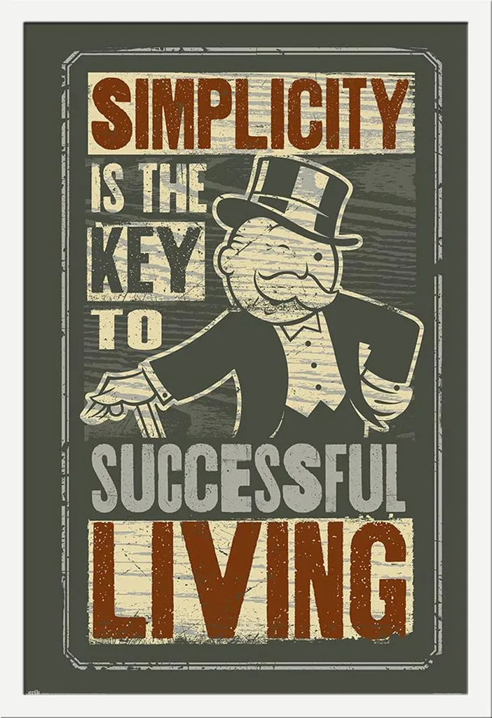 Décoration Murale Monopoly Simplicity - Grand Poster avec Cadre Blanc