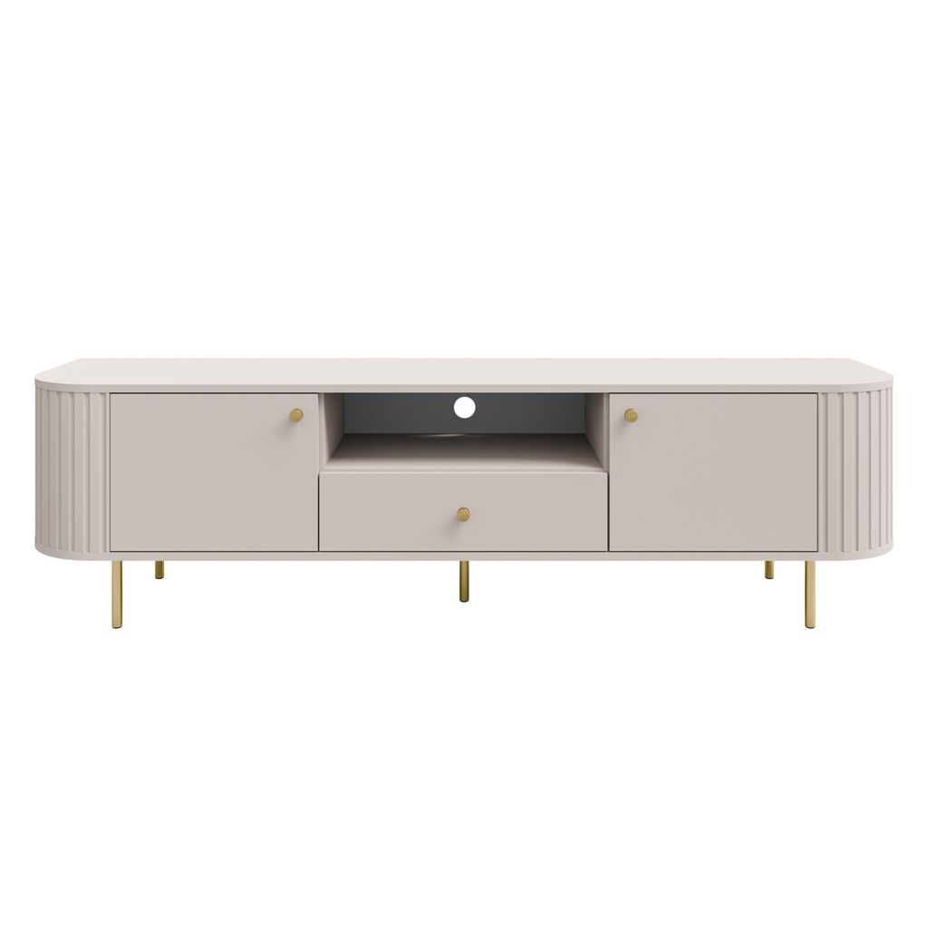 AX LIVING TV-Schrank Halay Beige, 2 Türen & 1 Schublade Moderne Rillenstruktur 180,6 cm