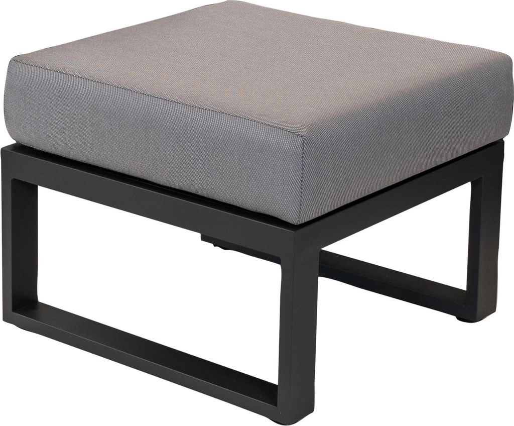 Lounge Hocker - 65x65x34 cm - Aluminium - Schwarzes Textilene