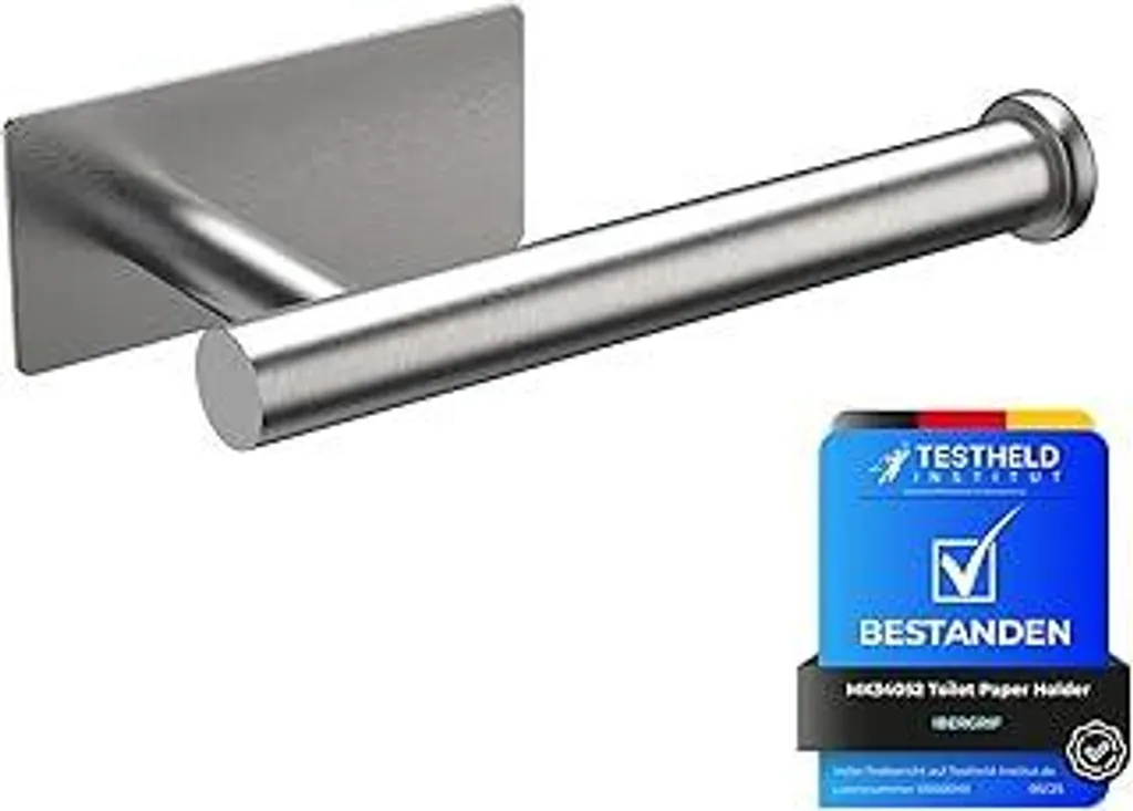 Ibergrif MK34052 - Portarotolo autoadesivo, portarotolo WC senza forare, portarotolo, acciaio inox, taglia unica, grigio