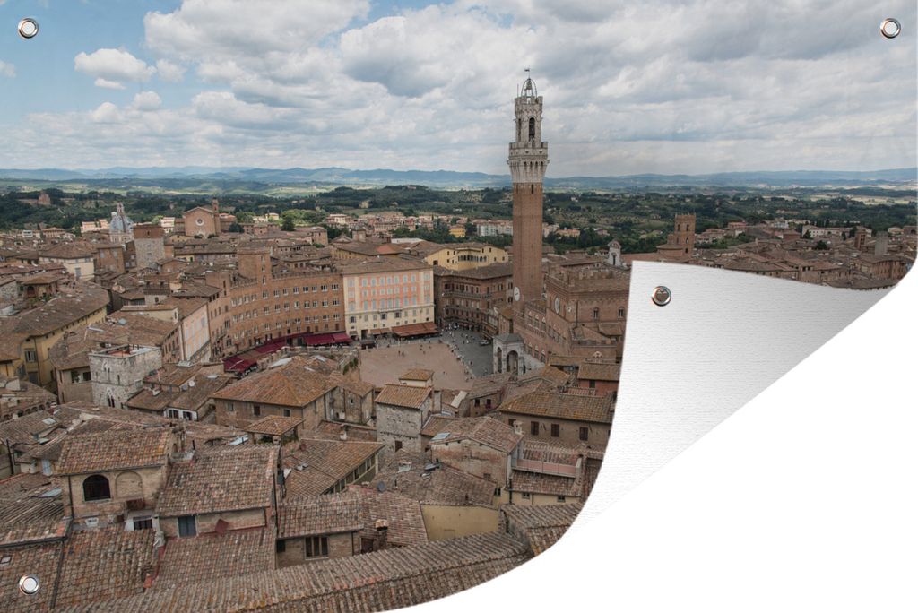 MuchoWow 120x80 cm Outdoor-Poster Gartendeko Sichtschutz Garten Poster für den Garten Die historische Piazza del Campo von oben in Italien