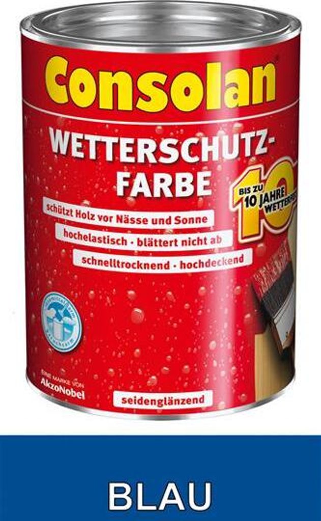 Consolan Wetterschutzfarbe 750 ml Blau Deckend Außen Dauer Produktbild 
