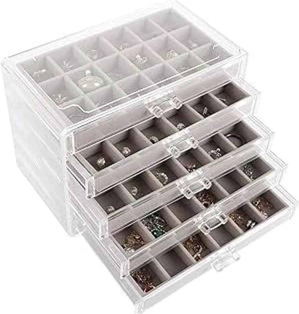 Portagioie In Acrilico, Organizer Trasparente Per Gioielli Con 20 Sacchetti Portatili In Pvc Con Cerniera Antiossidante Custodia Per Gioielli Da~p208352510