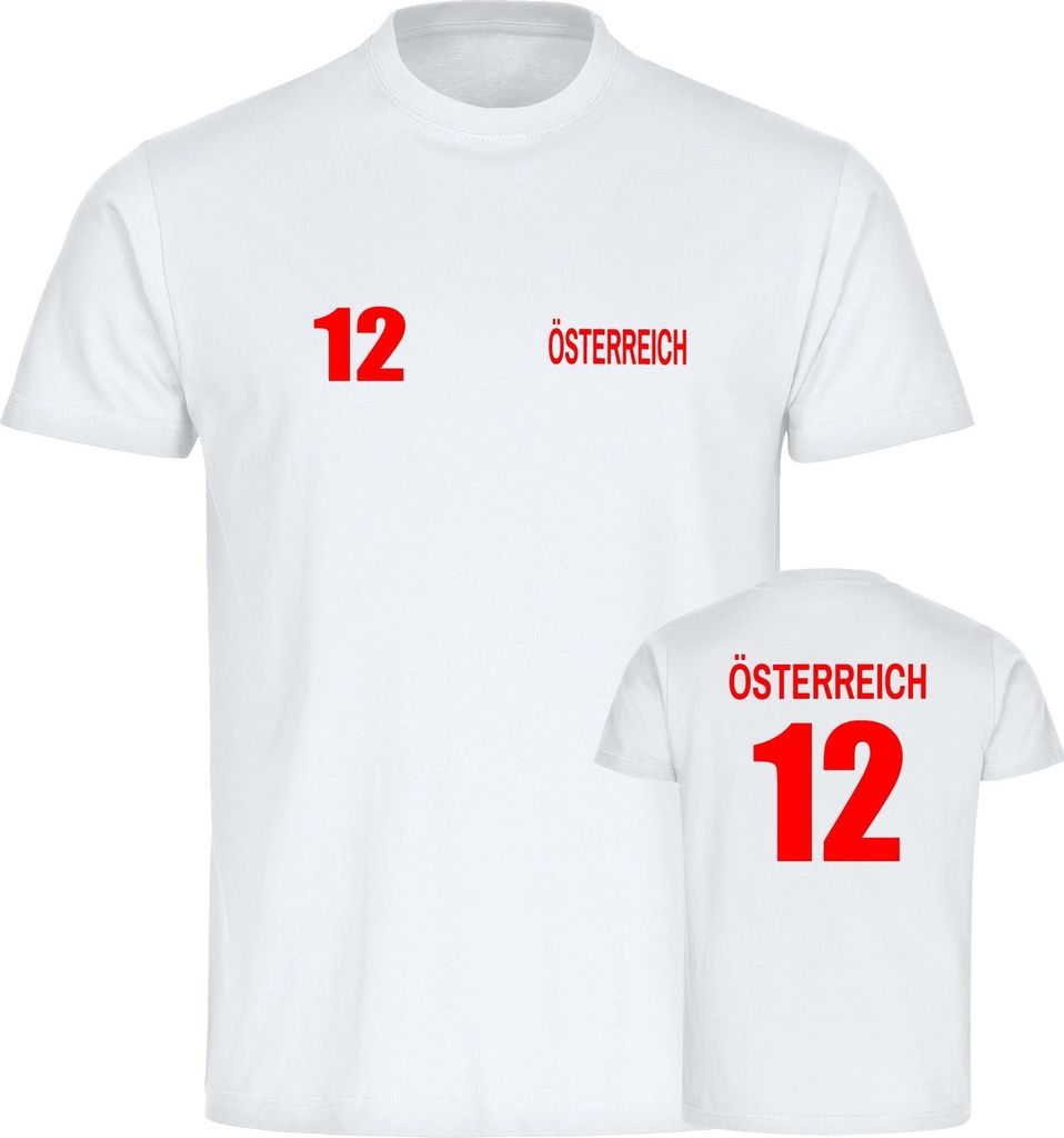 multifanshop Herren T-Shirt - Österreich - Trikot Nummer 12, weiß, Größe 4XL