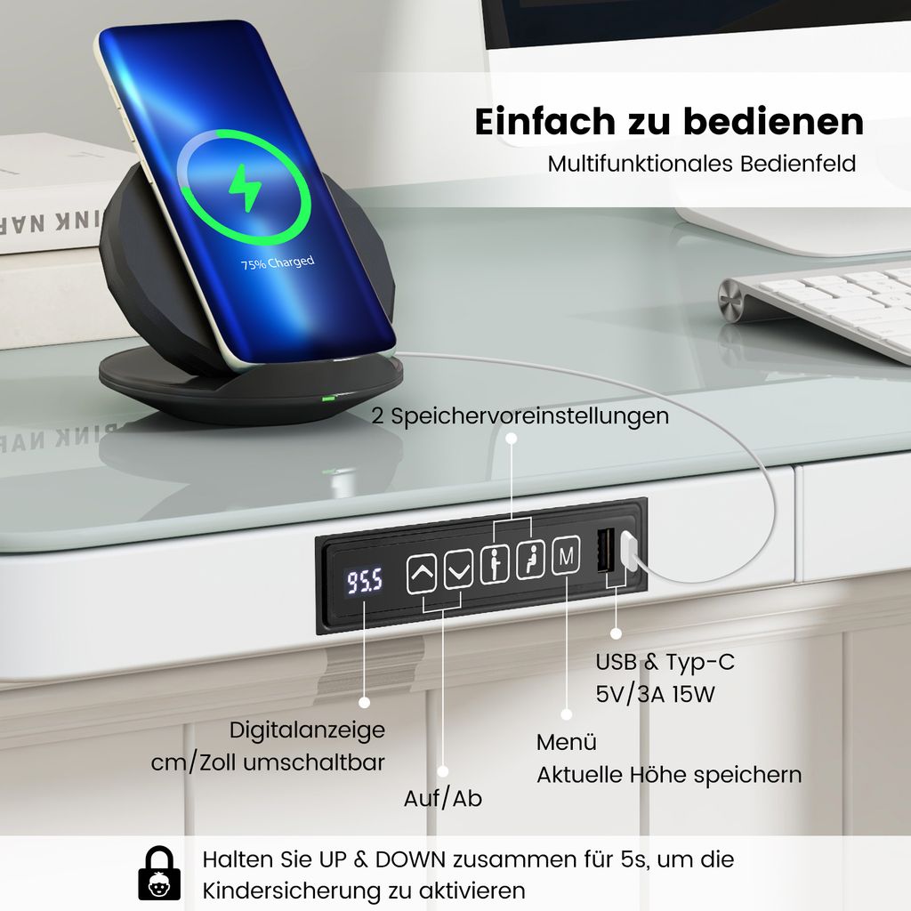 COSTWAY Biurko z regulacją wysokości, elektryczne biurko Zdjęcie produktu 7