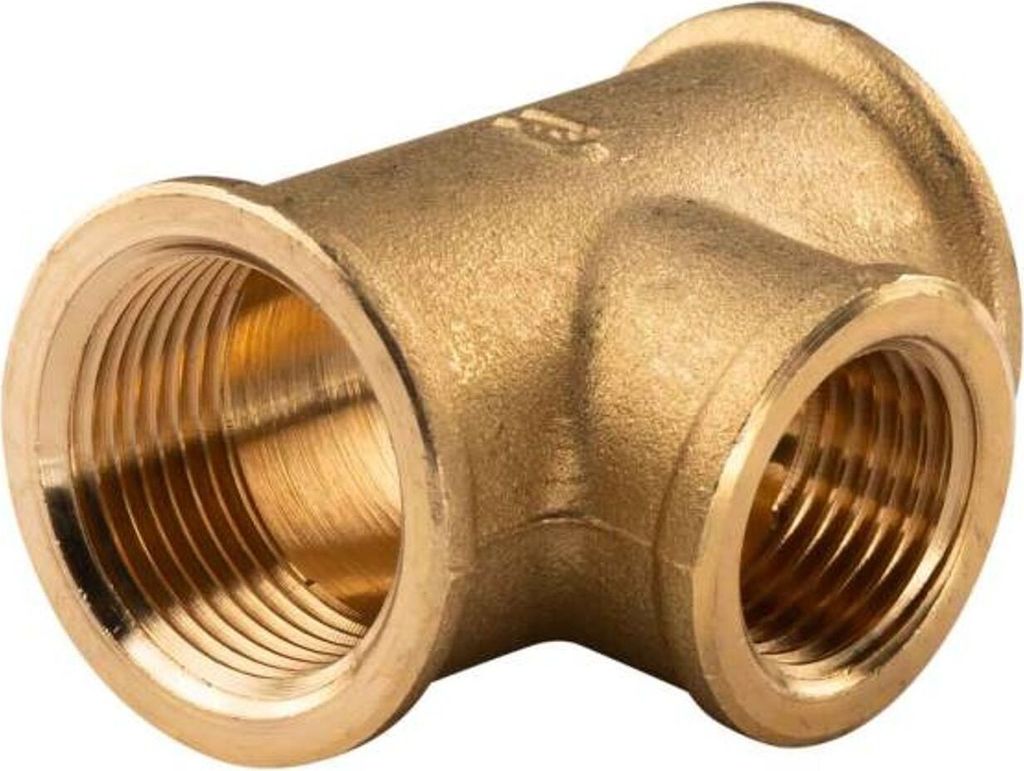 Messing Gewinde-Fitting T-Stück Mittelabgang reduziert 3/4'IG - 1/2' IG - 3/4'IG - schwere Ausführung
