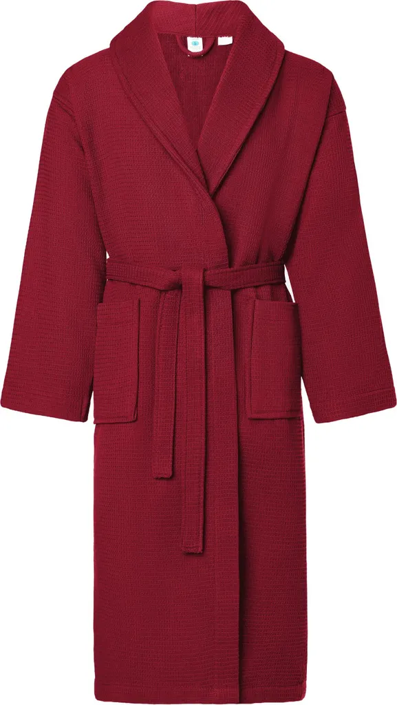 Robe de Chambre Homme en Tissu Éponge Coton Gauffré Bordeaux - S