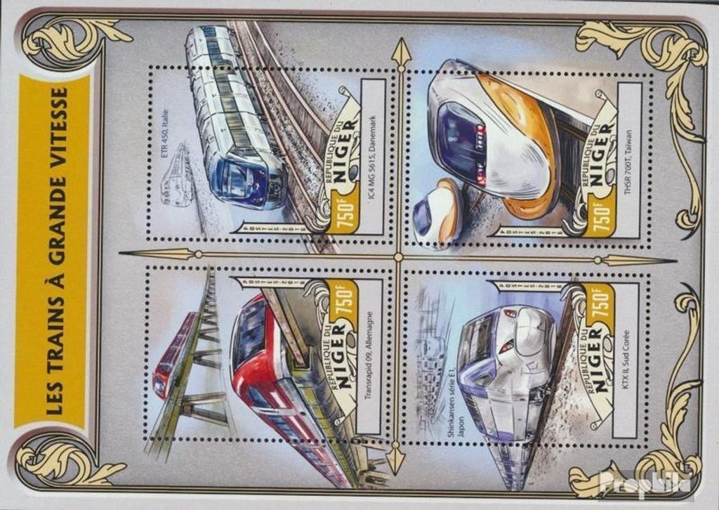 Briefmarken Niger 2016 Mi 4282-4285 Kleinbogen (kompl. Ausg.) postfrisch Züge