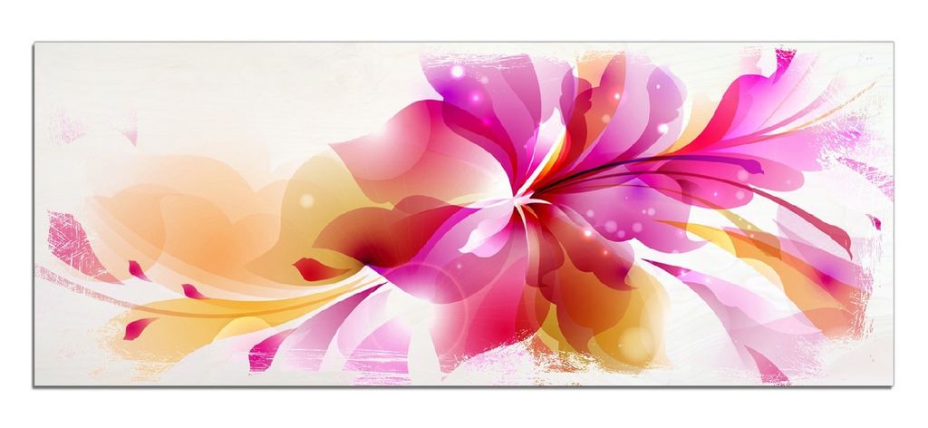 Wallario Kunstdrucke Wandbilder Holz in : Brillante Farben, Größe 50 x 125 cm Motiv Pinkes Blumenbuket