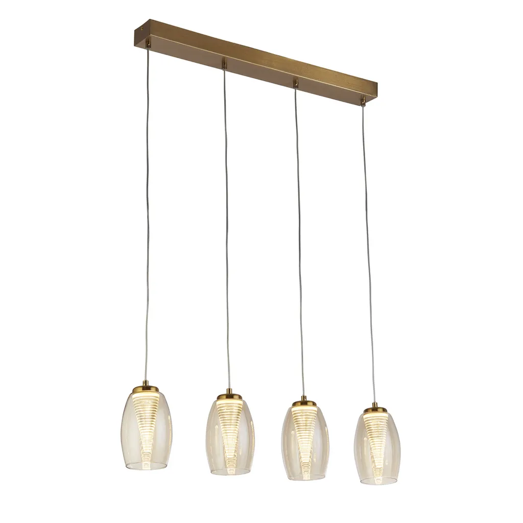 Suspension Design Cyclone pour Table à Manger 4 Lampes Bronze Ambré