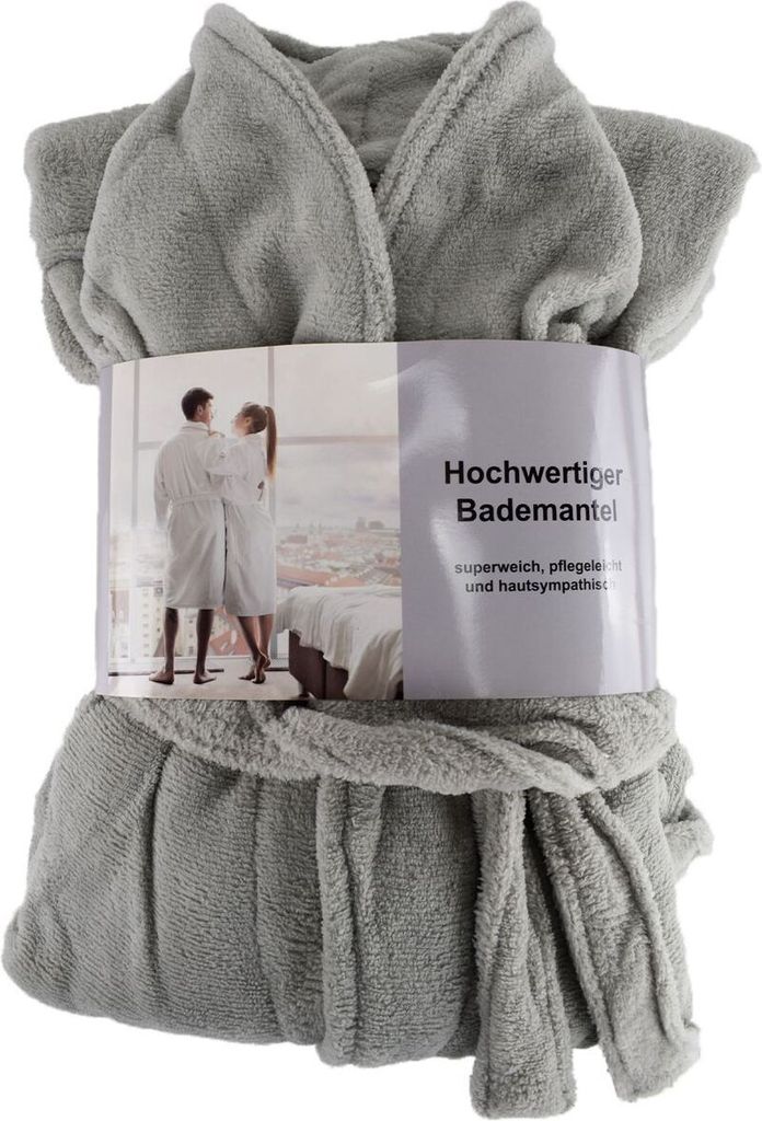 Hochwertiger Bademantel mit weicher Struktur in Grau S - XL