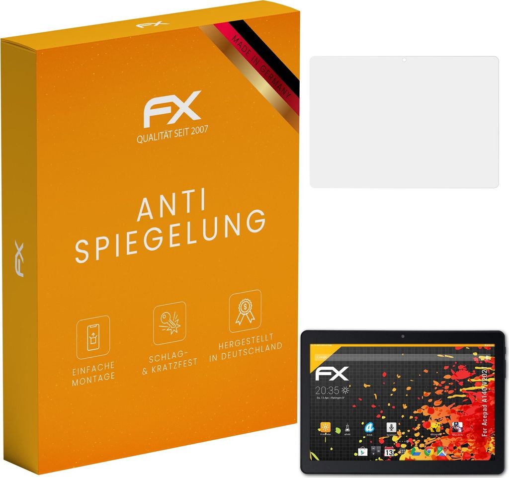 atFoliX FX-Antireflex 2x Schutzfolie kompatibel mit Acepad A140 (V2021) Displayfolie