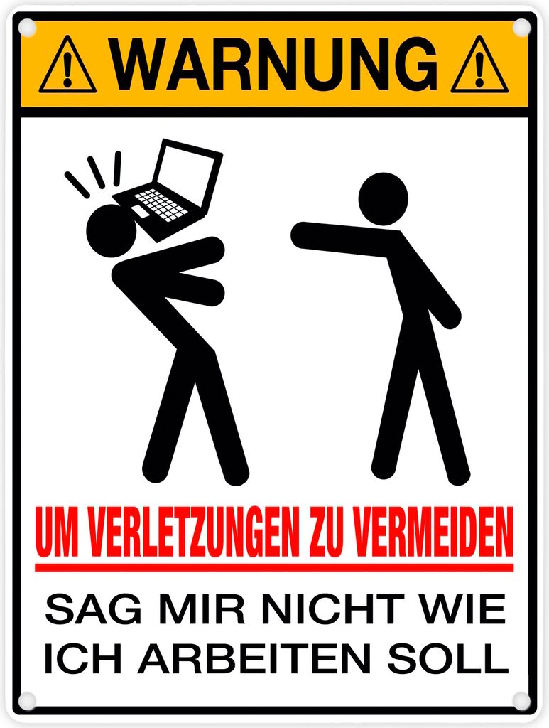 Metallschild in 15x20 cm Warnung am Arbeitsplatz für Produktbild 