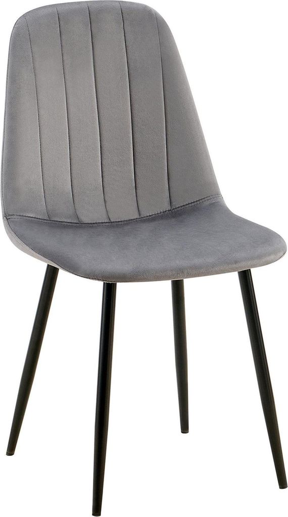 Esszimmerstuhl mit Samtpolsterung – Küchenstuhl – Hoher Komfort, schwarzes Metallgestell | Farbe: dunkelgrau