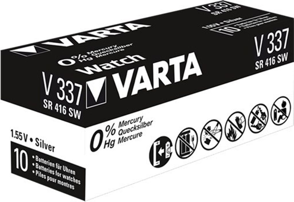 Varta knoopcel batterij, zilveroxide, V337/SR416, 1,55 V Productafbeelding 