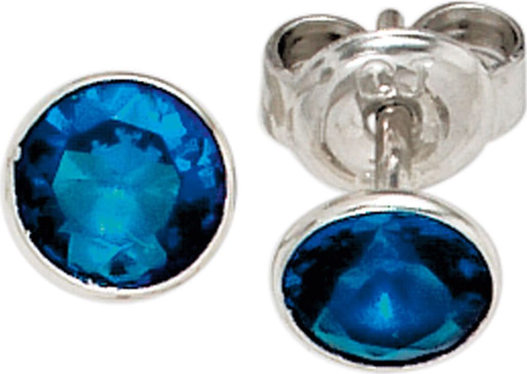 Stecker Ohrstecker 5,6mm mit Zirkonia blau rund 925 Silber Ohrschmuck