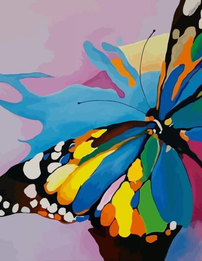 Rosa Malen nach Zahlen Schmetterling Leinwand 35x45 cm Acrylfarben Set